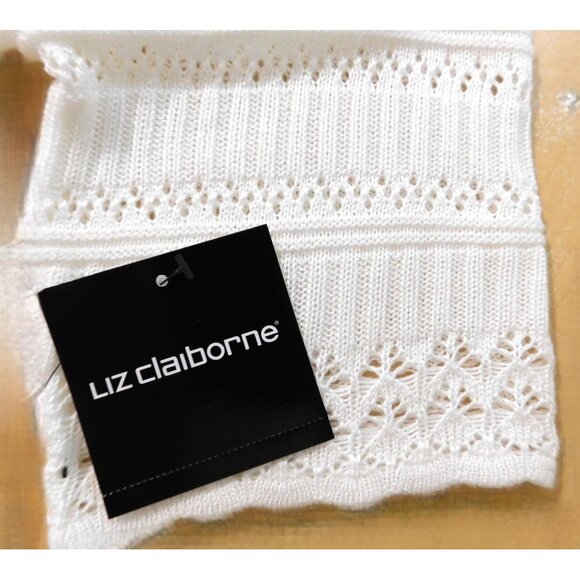 Liz Claiborne Sweater Womens XL White Open-Front Cardigan Lace Trim - Picture 6 of 10